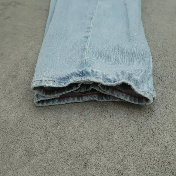 Tommy Jeans Mens Size 36x32 Blue Relaxed Straight Stretch Light Wash Distressed - Picture 12 of 16